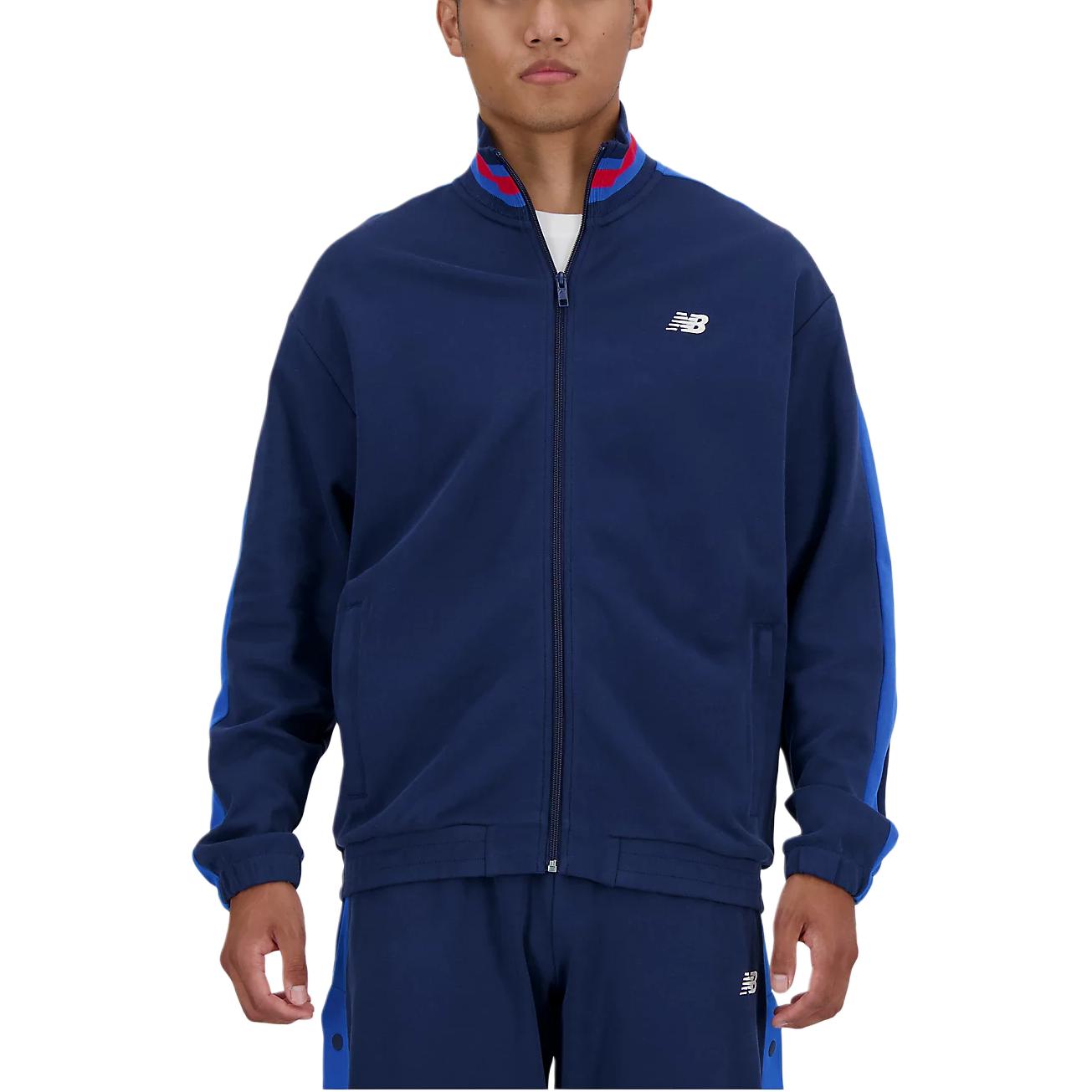 New Balance Full-Zip Logo Print Jacket Navy Blue Long Sleeve Outerwear MJ41503-NNY