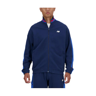 New Balance Full-Zip Logo Print Jacket Navy Blue Long Sleeve Outerwear MJ41503-NNY