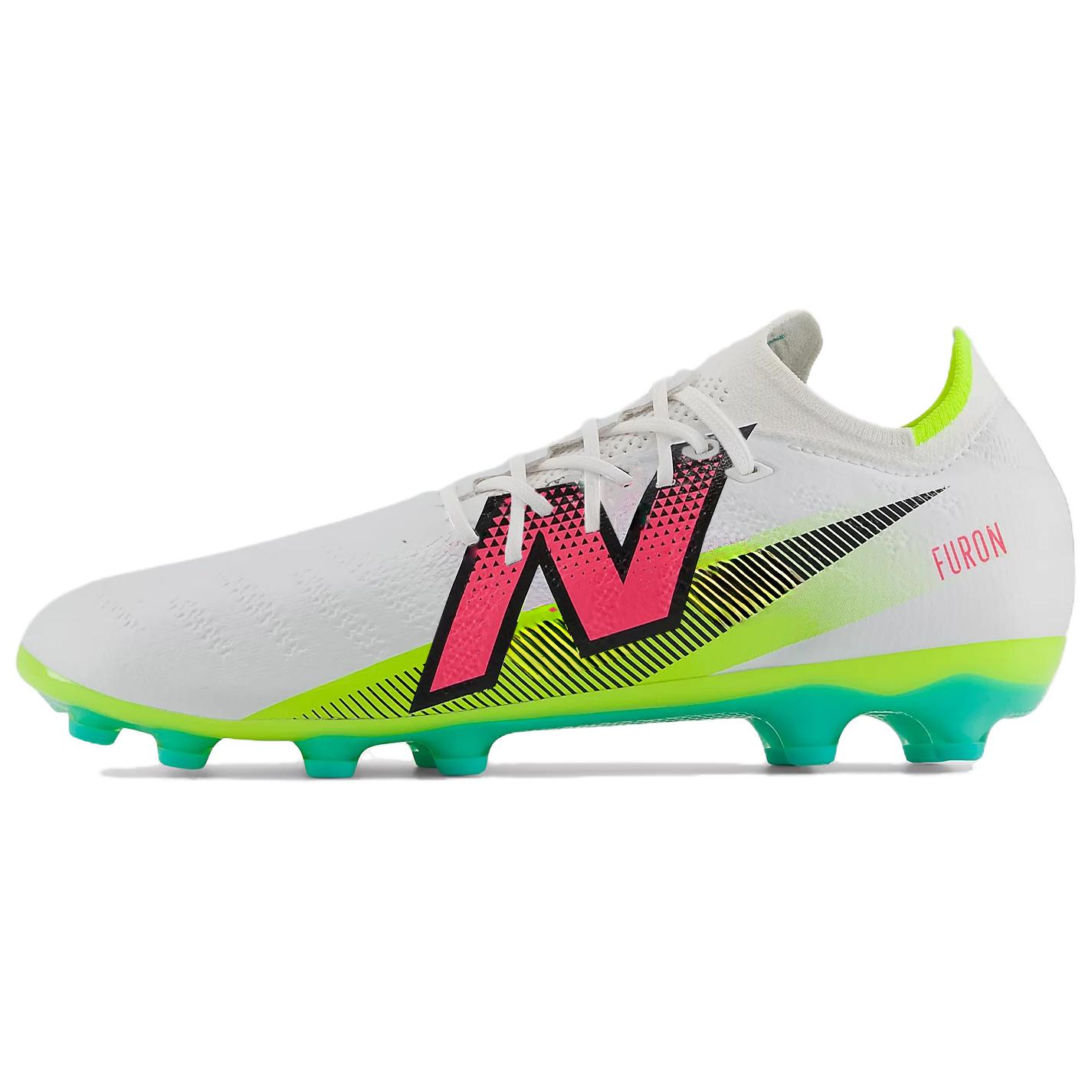 New Balance FURON PRO V7+ AG White/Green Lightweight Soccer Cleats SF1AH75