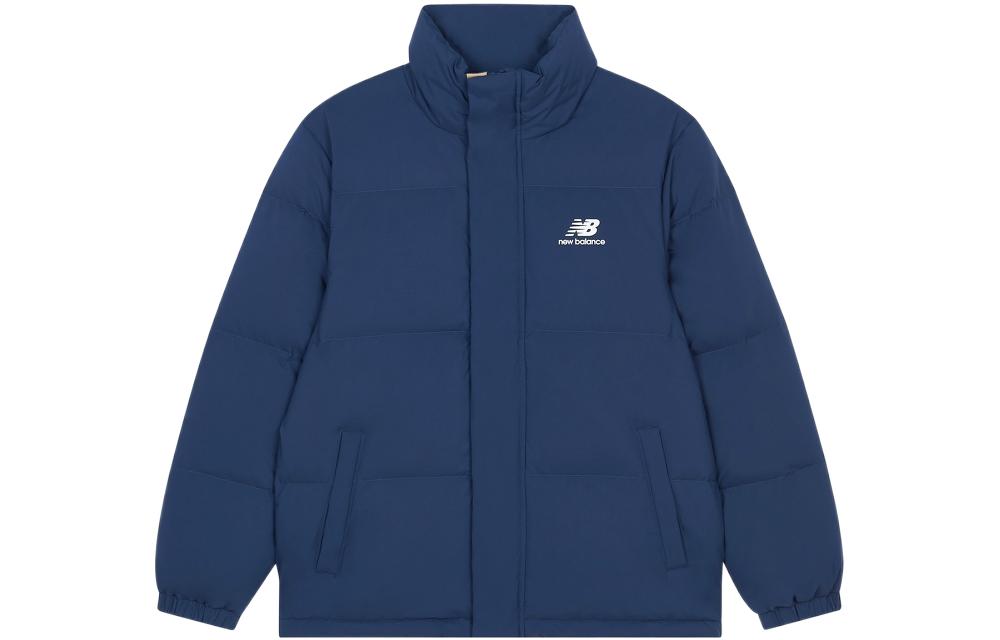 Buy New Balance FW22  Blue Logo Print Windproof Stand Collar Down Jacket. AMJ23345-NNY