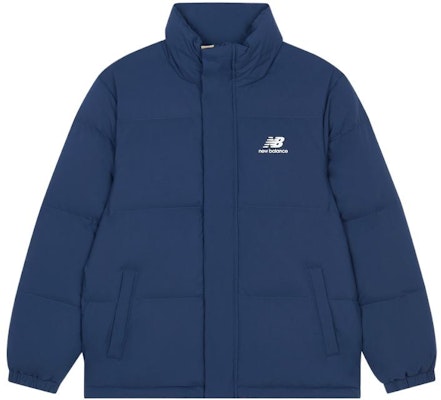 New Balance FW22 Blue Logo Print Windproof Stand Collar Down Jacket. AMJ23345-NNY Order New Balance FW22 Blue Logo Print Windproof Stand Collar Down Jacket. AMJ23345-NNY