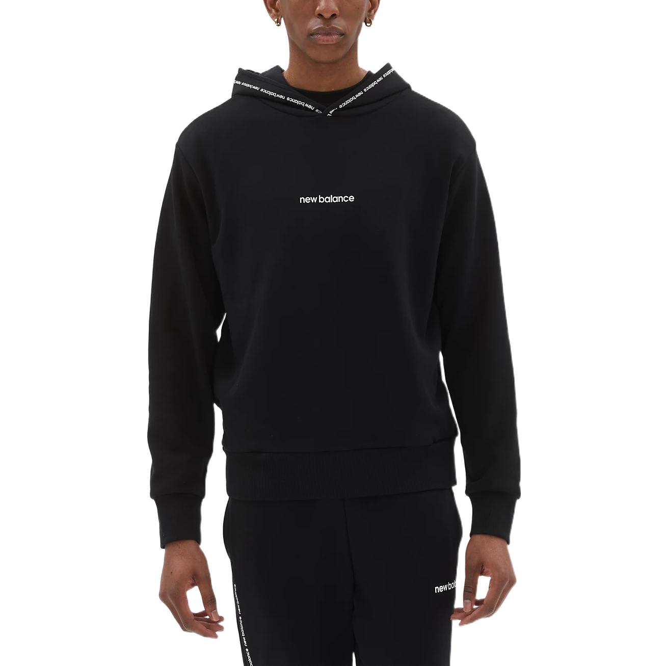 New Balance FW22 Black Hoodie with Logo Print MT23516-BK