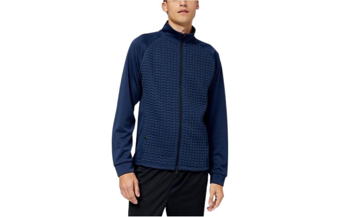 New Balance FW22 Blue Zip-Up Jacket with Logo Print MJ23156-NGO
