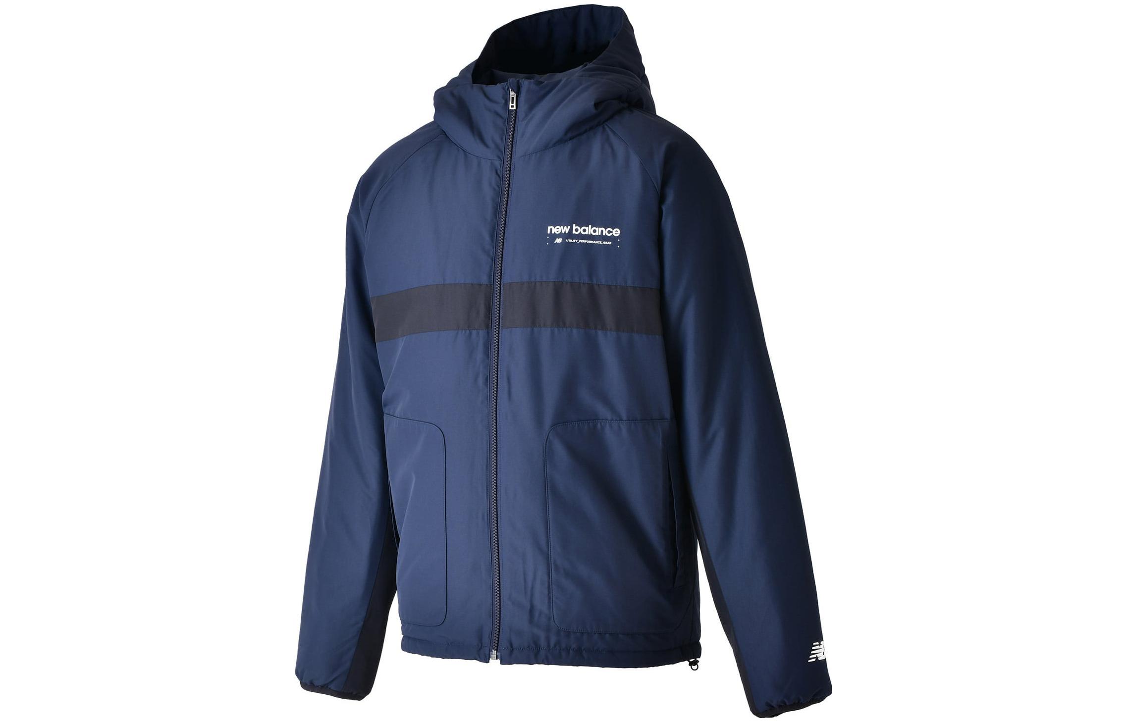 New Balance FW22 Colorblock Logo Print Long Sleeve Jacket Navy - Style AMJ25402-ECL