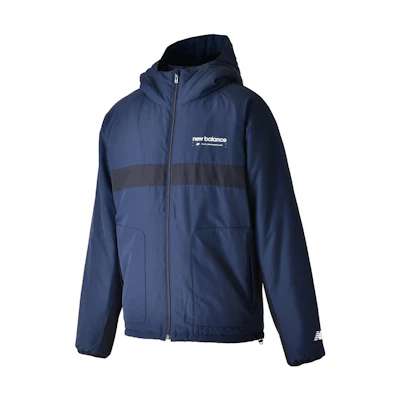 New Balance FW22 Colorblock Logo Print Long Sleeve Jacket Navy - Style AMJ25402-ECL