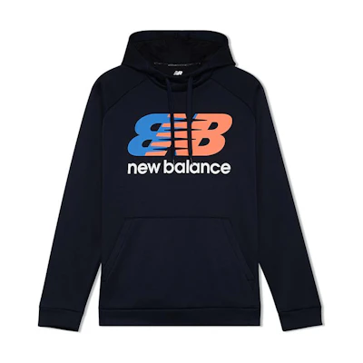 New Balance FW22 Logo Print Fleece Pullover Hoodie Navy Blue AMT21021-ECL