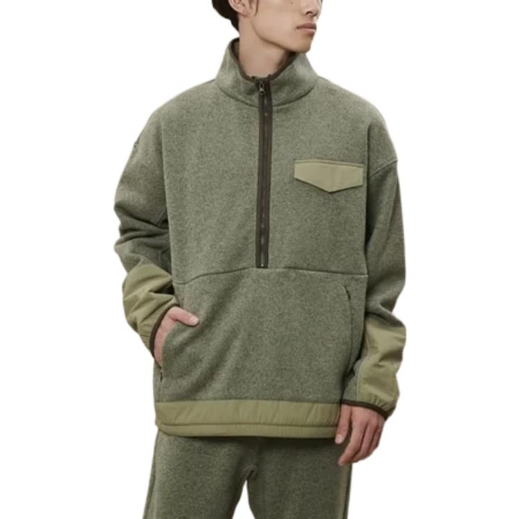 New Balance FW22 Solid Color Half-Zip Pullover Sweatshirt Green AMT25005-DRC 圖 3