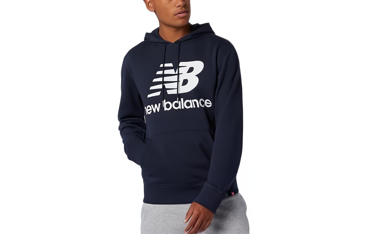 New Balance FW22 Solid Logo Hoodie Black Pullover Sweatshirt MT03558-ECL
