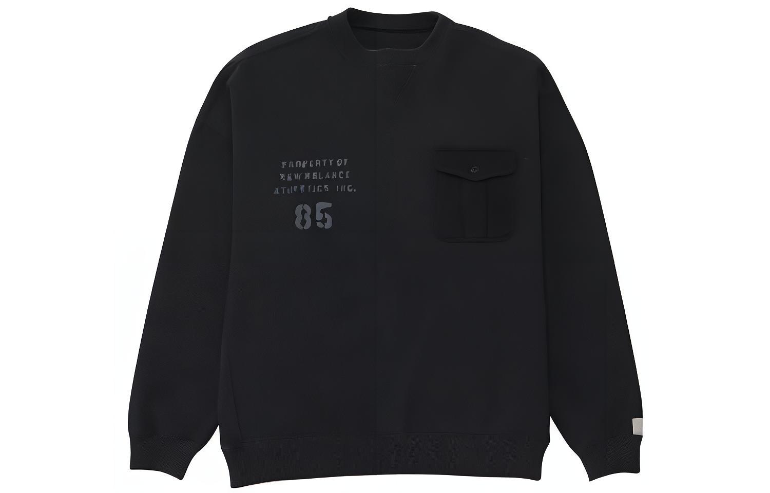 New Balance FW23 1000 Series Oversized Letter Print Crewneck Sweatshirt Black AMT35103-BK