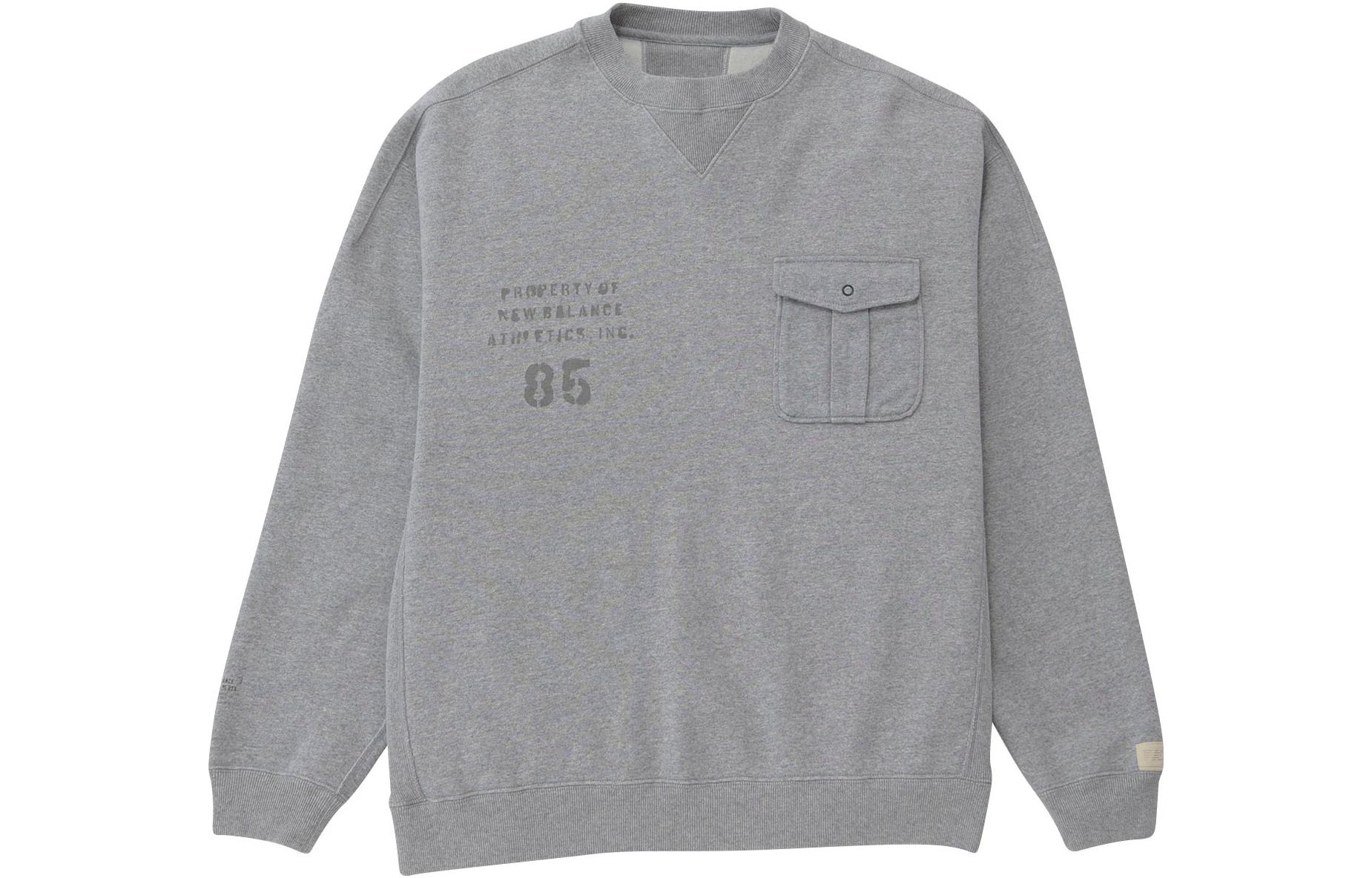 New Balance FW23 Oversized Letter Print Crewneck Sweatshirt Grey (Men’s) AMT35103-AG