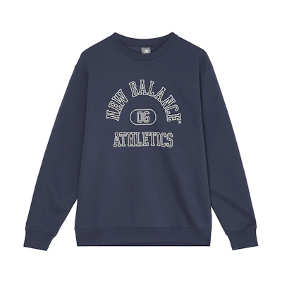 New Balance Graphic French Terry Logo Print Navy Blue Crewneck Sweatshirt Mens MT43507-NNY