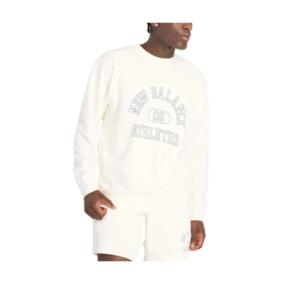 New Balance Graphic French Terry Sweat Crew Logo Print Long Sleeve - Sea Salt MT43507-SST