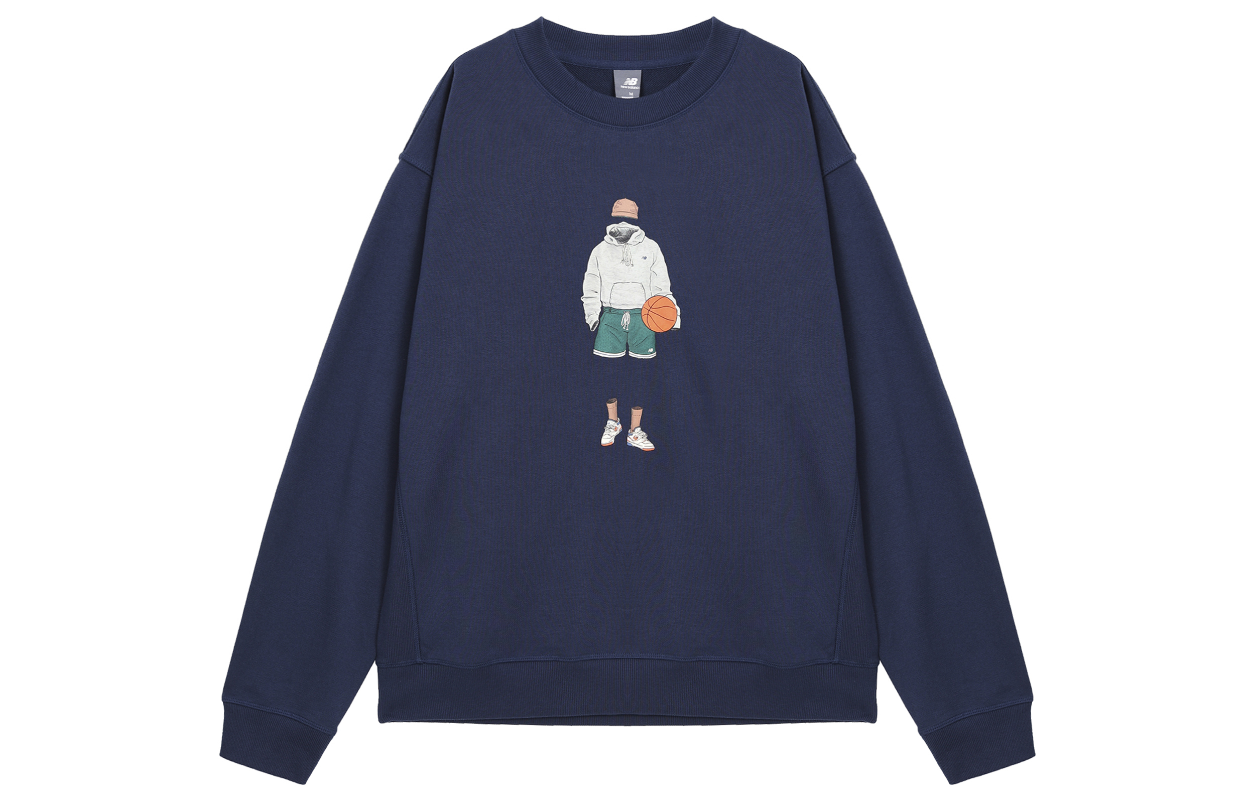 New Balance Graphic Oversized Crewneck Sweatshirt Navy Blue MT41538-NNY