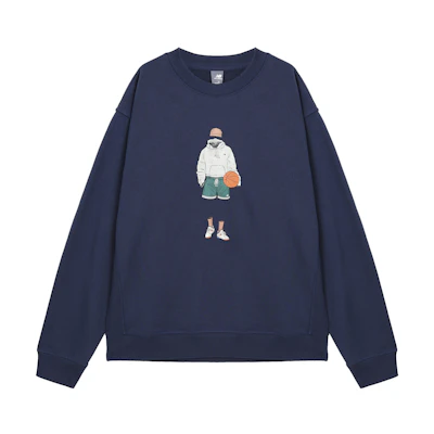 New Balance Graphic Oversized Crewneck Sweatshirt Navy Blue MT41538-NNY
