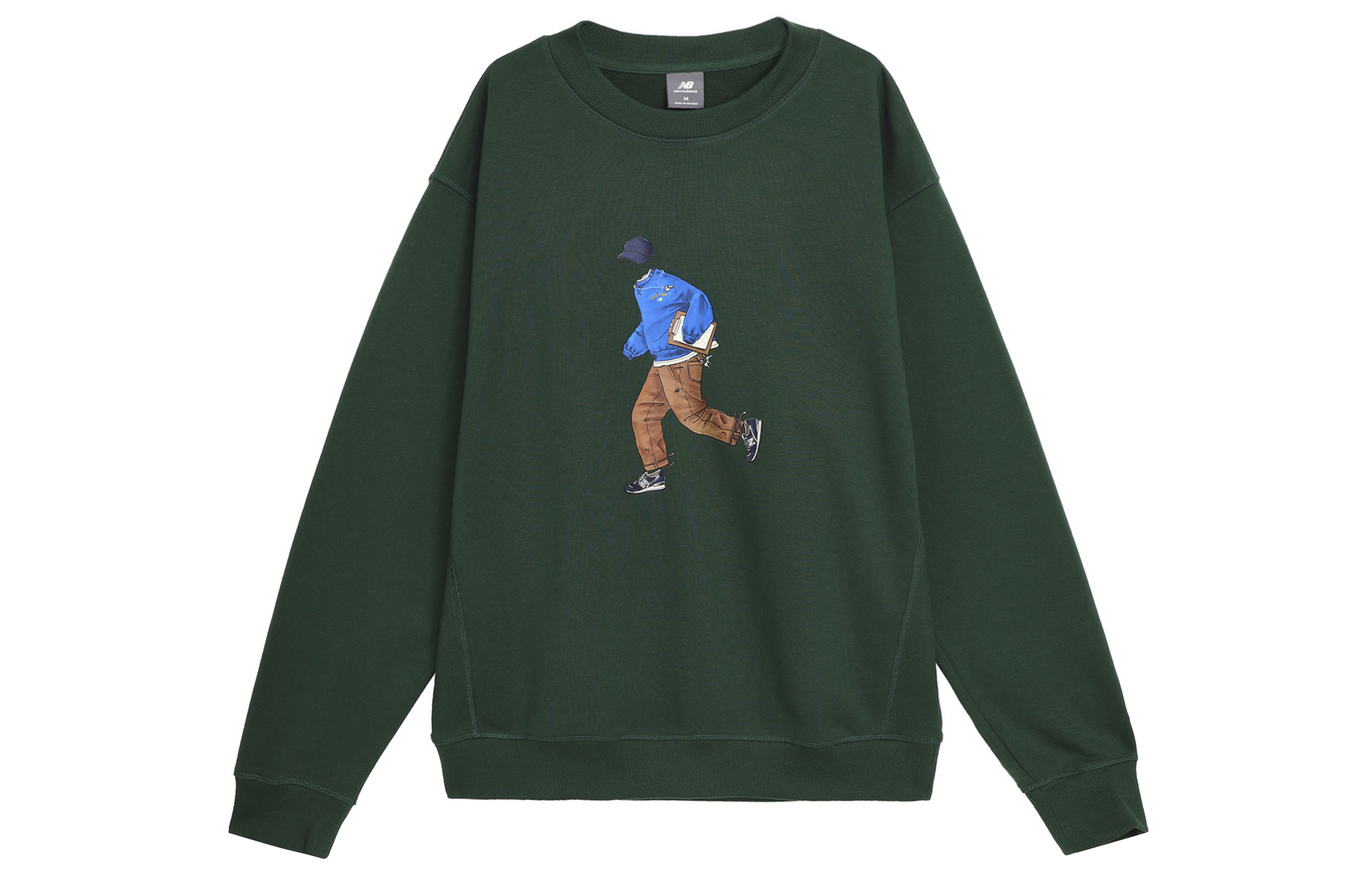 New Balance Graphic Print Green Crewneck Long-Sleeve Sweatshirt Men MT41538-NWG