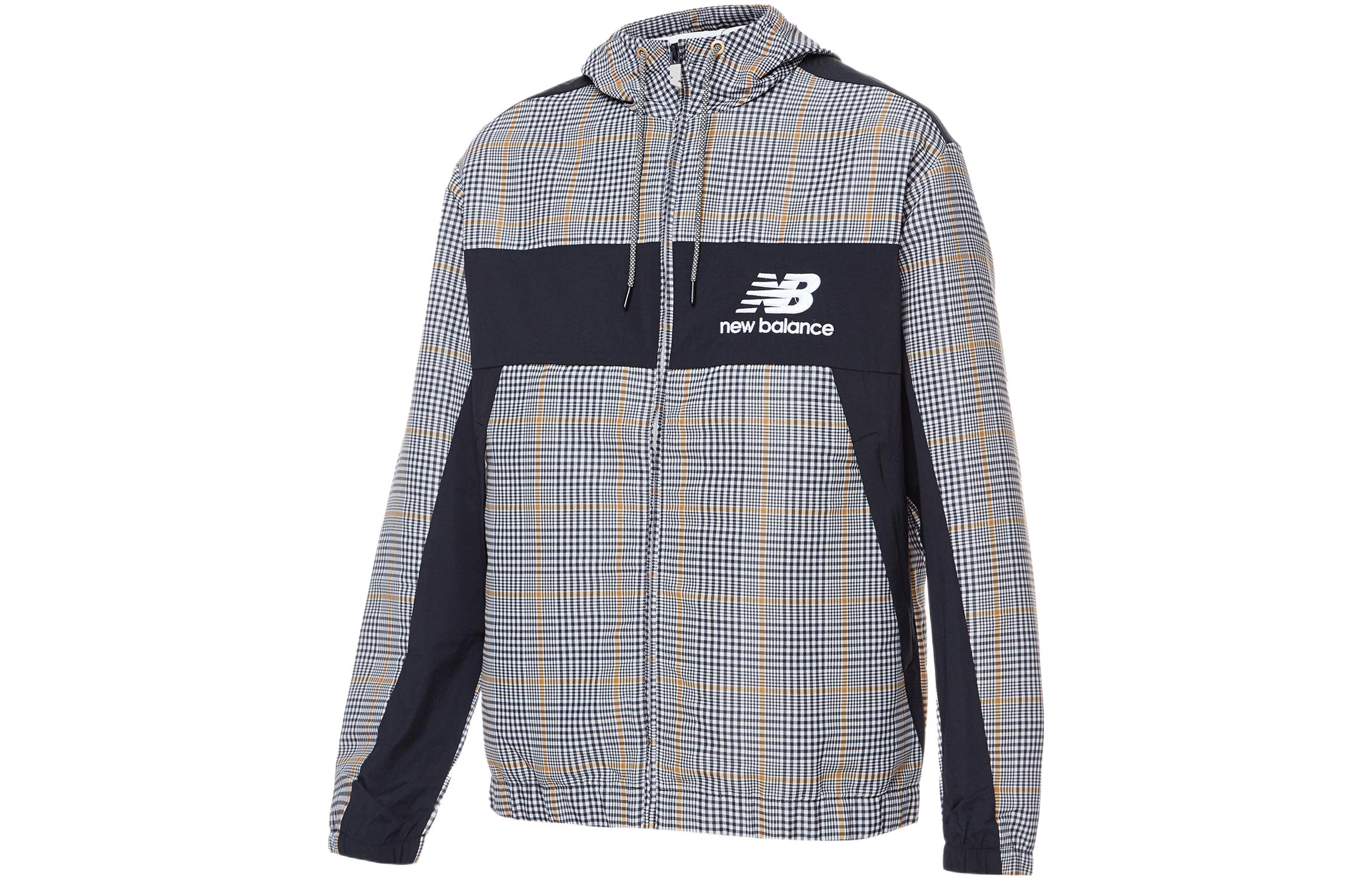 New Balance Gray Colorblock Plaid Zip-Up Hoodie Jacket MJ13512-TWF