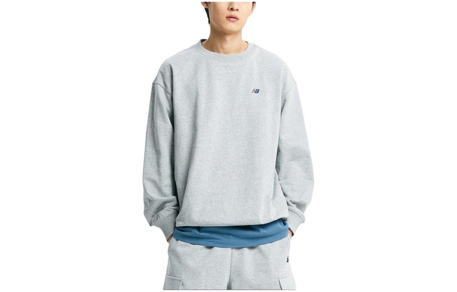 New Balance Gray Crewneck Logo Print Long Sleeve Sweatshirt NBNCE11323-AC