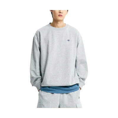 New Balance Gray Crewneck Logo Print Long Sleeve Sweatshirt NBNCE11323-AC