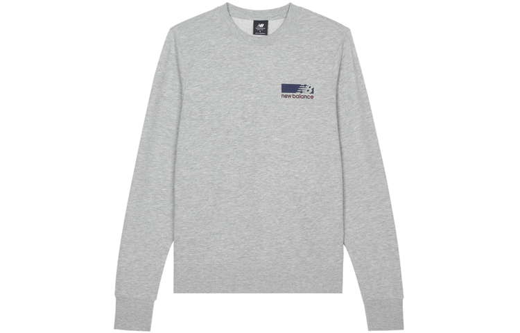 New Balance Gray Crewneck Pullover Sweatshirt with Logo Print MT13906-AG