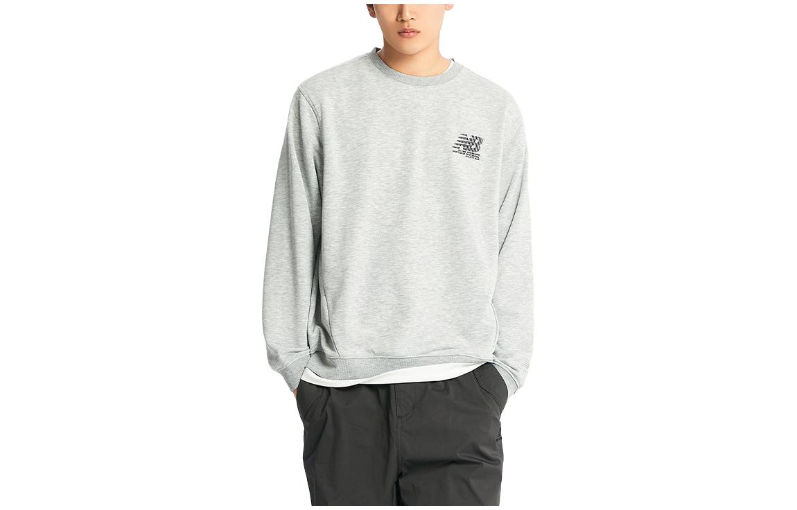 New Balance Gray Crewneck Sweatshirt with Embroidered Letter Print NBNCD32833-AC