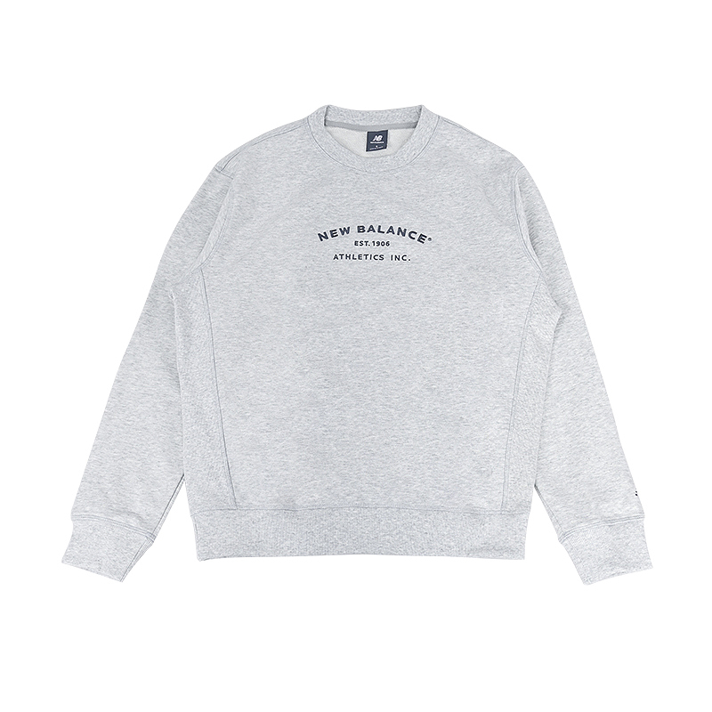New Balance Gray Crewneck Sweatshirt with Logo Print - Casual & Soft MT43558-AHH