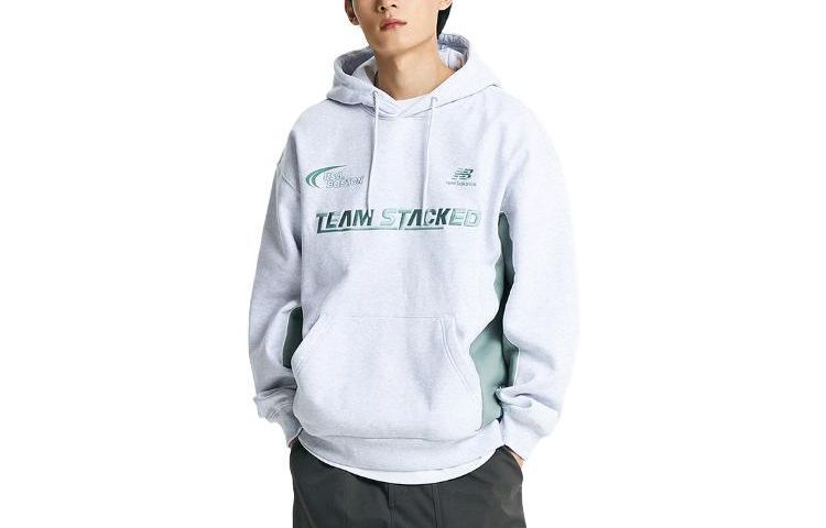 New Balance Gray Hoodie with Letter Print - Casual Long Sleeve Pullover NBN0D42933-16