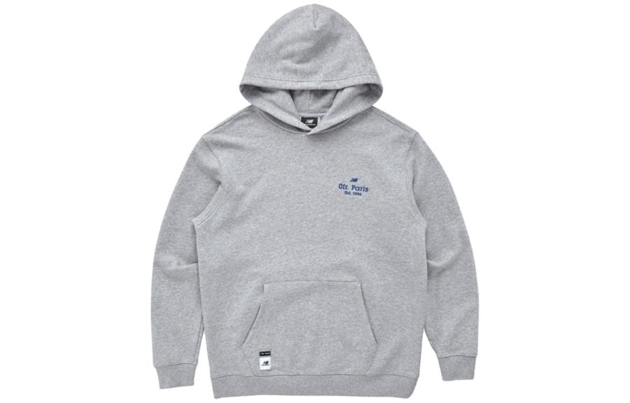 New Balance Gray Hoodie with Letter Print and Solid Color Design nbn0b3l023-25