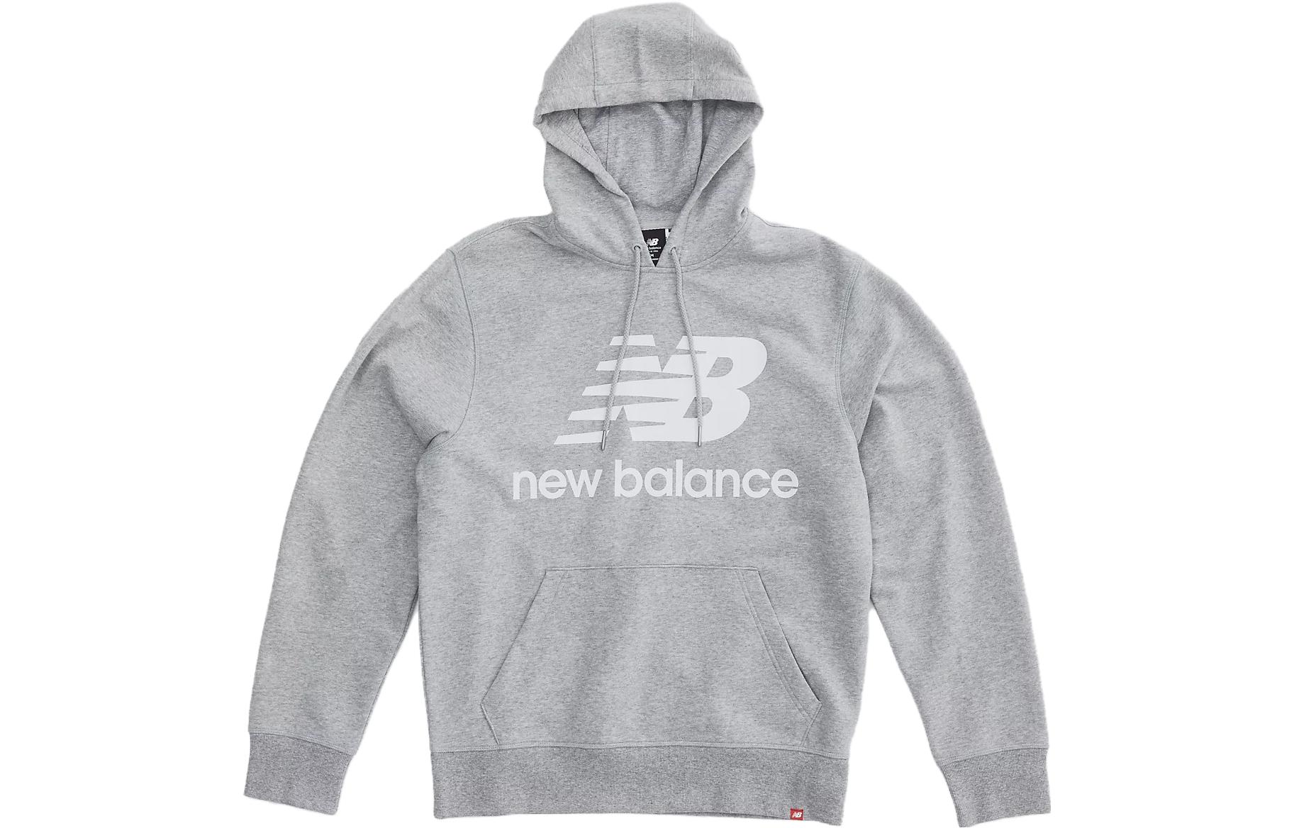 New Balance Gray Hoodie with Logo Print Casual Sports Style MT03558-AG