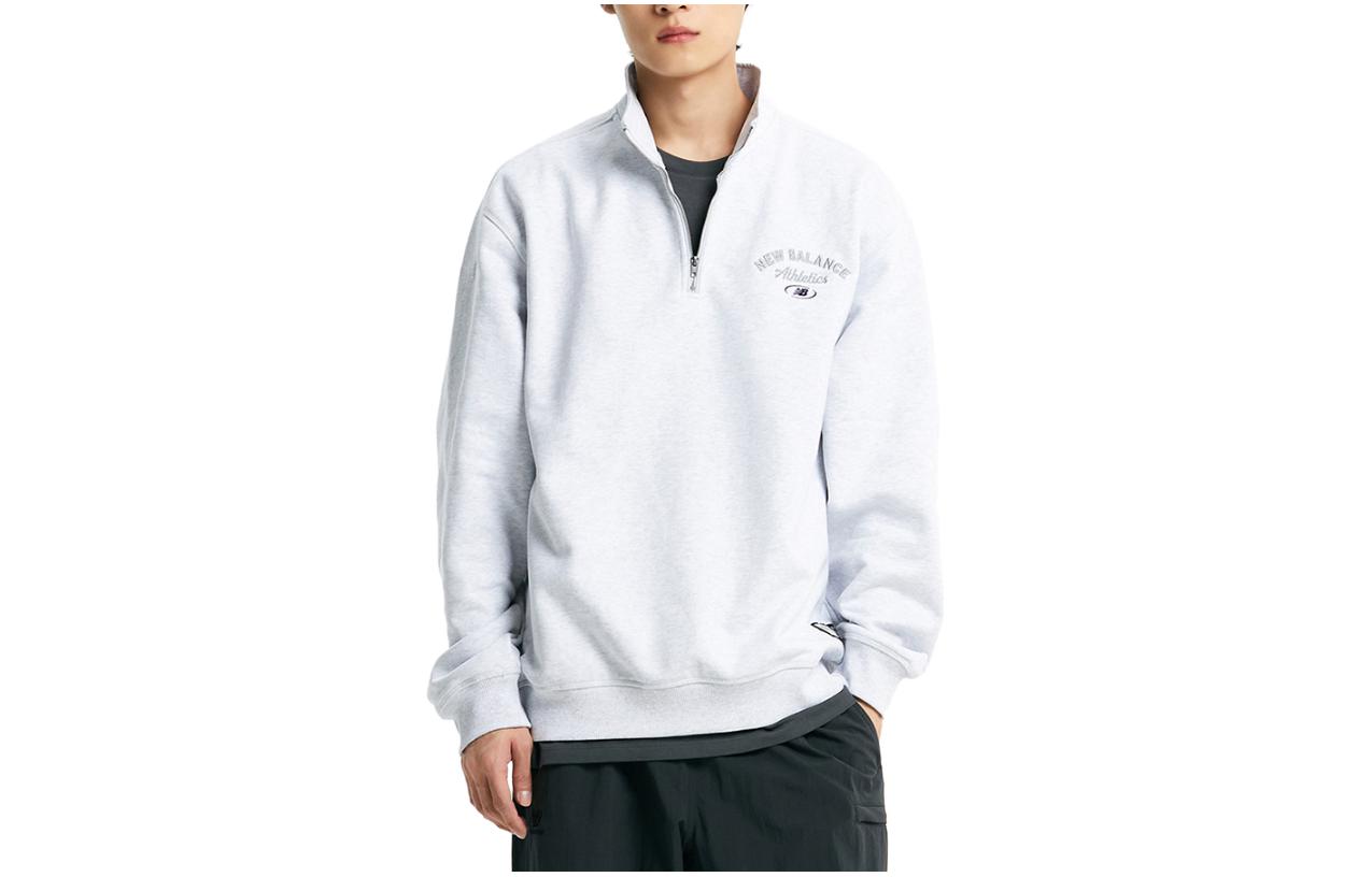 New Balance Gray Letter Logo Stand Collar Long-Sleeve Sweatshirt NBNCD41913-16