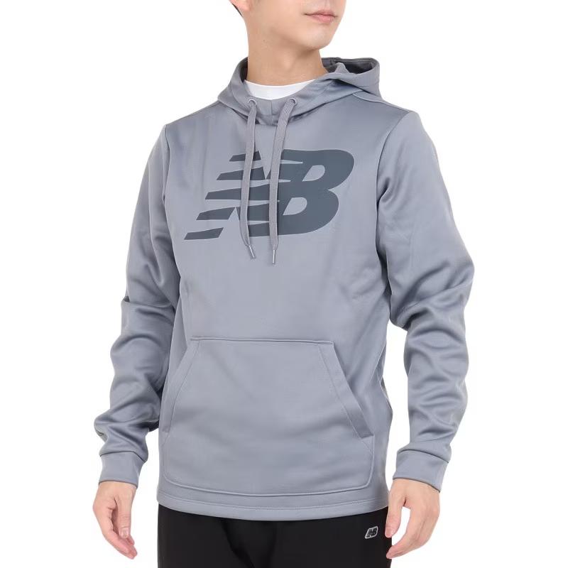 New Balance Gray Logo Hoodie Long Sleeve Sweatshirt MT23021-GNM