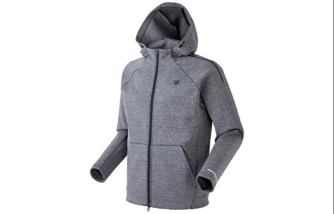 New Balance Gray Logo Print Slim Fit Hoodie Jacket NBMDA16003-17
