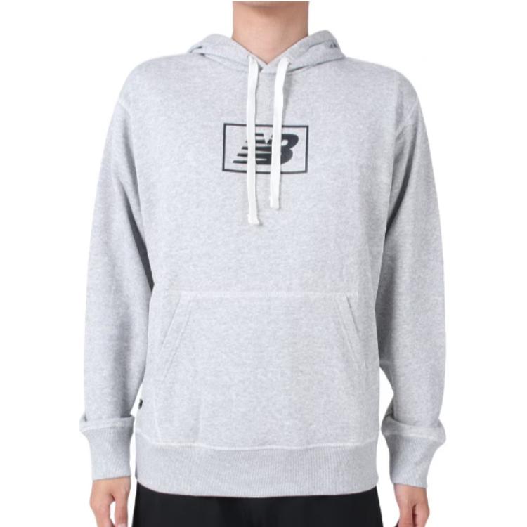 New Balance Gray Logo Printed Pullover Hoodie MT33508-AG
