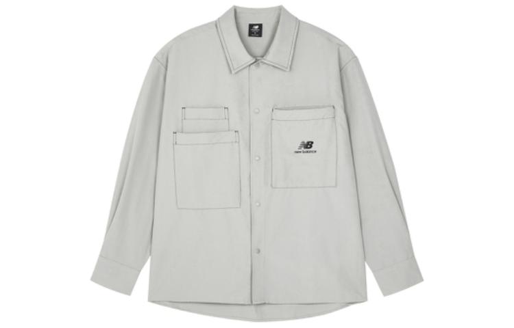 New Balance Gray Logo Utility Pocket Long Sleeve Shirt Jacket AMJ23303-NTP