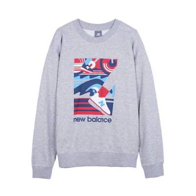 New Balance Gray Printed Crewneck Oversized Long-Sleeve Sweatshirt MT43572-AG