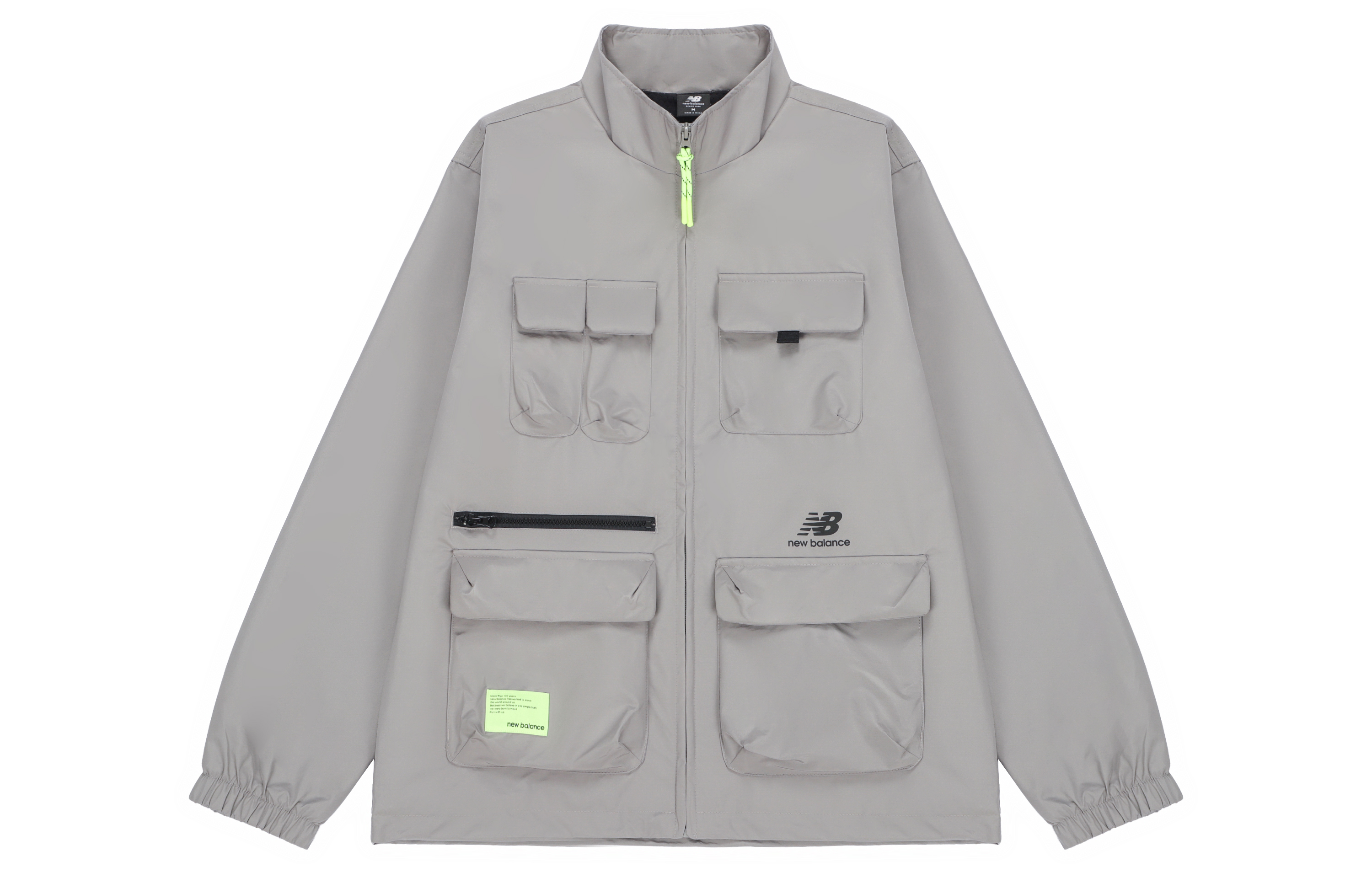 New Balance Gray Retro Outdoor Multi-Pocket Jacket with Stand Collar AMJ21368-MHD