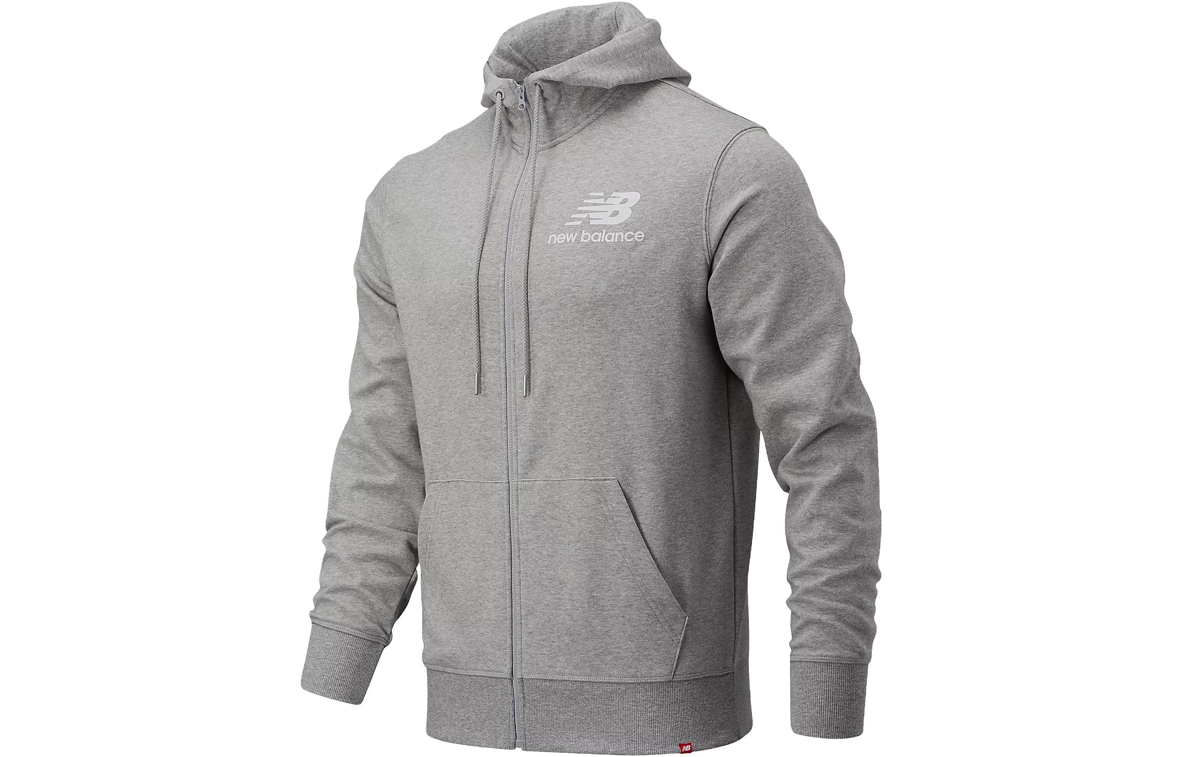 New Balance Gray Zip Hoodie with Solid Letter Print Design MJ03558-AG