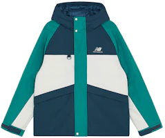 New Balance Green Colorblock Hooded Puffer Jacket Winter Unisex Style AMJ13330-NML New Balance Green Colorblock Hooded Puffer Jacket Winter Unisex Style AMJ13330-NML