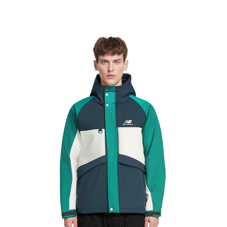 New Balance Green Colorblock Hooded Puffer Jacket Winter Unisex Style AMJ13330-NML 圖 5