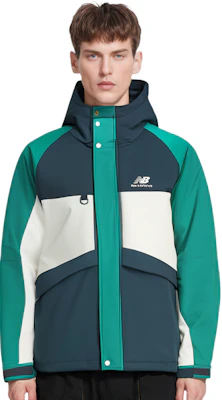 New Balance Green Colorblock Hooded Puffer Jacket Winter Unisex Style AMJ13330-NML Purchase New Balance Green Colorblock Hooded Puffer Jacket Winter Unisex Style AMJ13330-NML