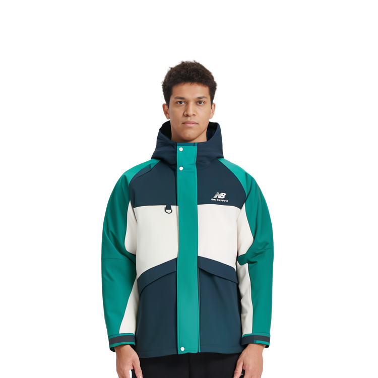 New Balance Green Colorblock Hooded Puffer Jacket Winter Unisex Style AMJ13330-NML 圖 6