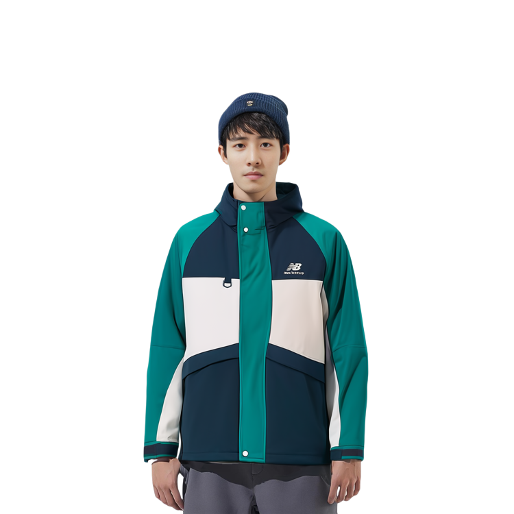 New Balance Green Colorblock Hooded Puffer Jacket Winter Unisex Style AMJ13330-NML 圖 7