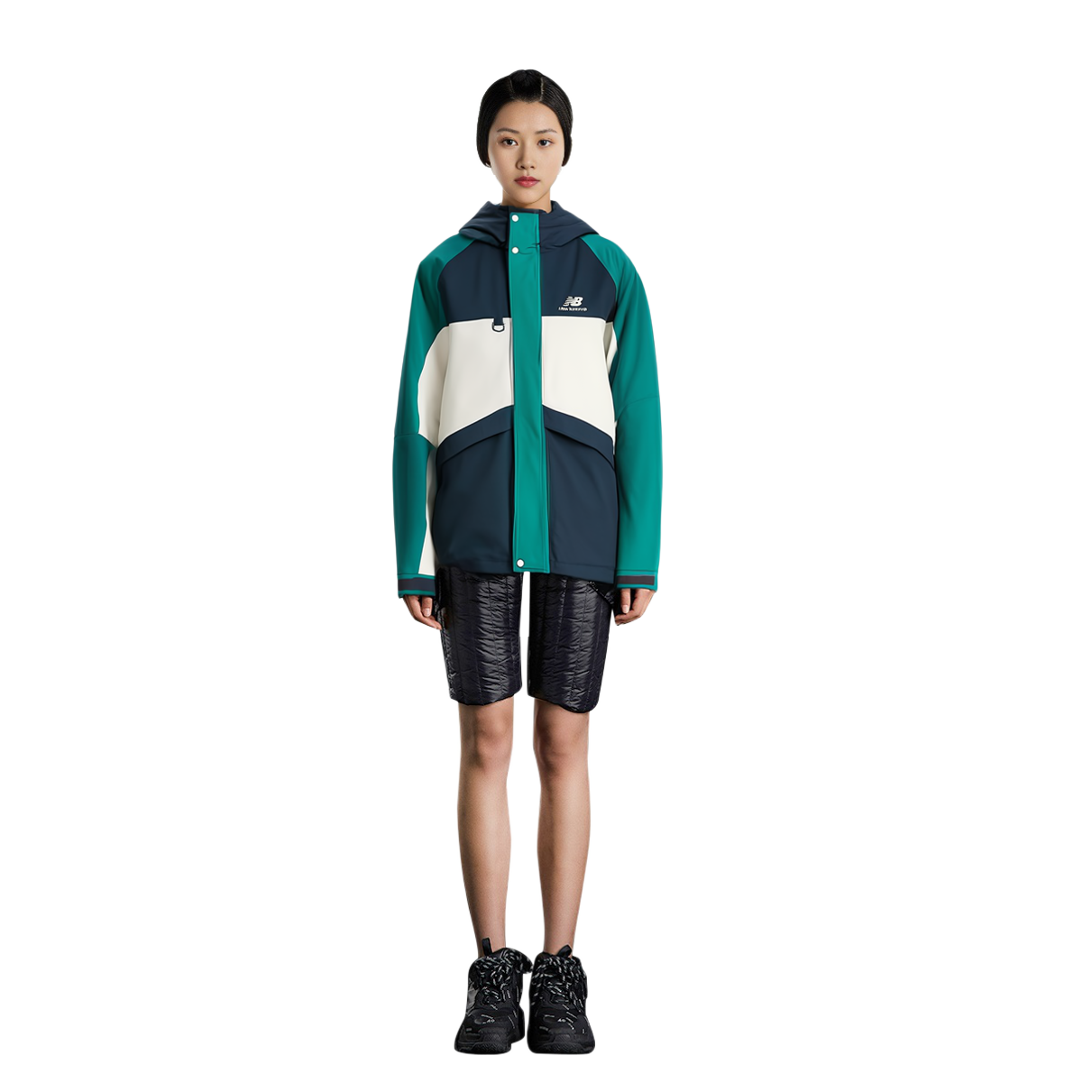 New Balance Green Colorblock Hooded Puffer Jacket Winter Unisex Style AMJ13330-NML 圖 8