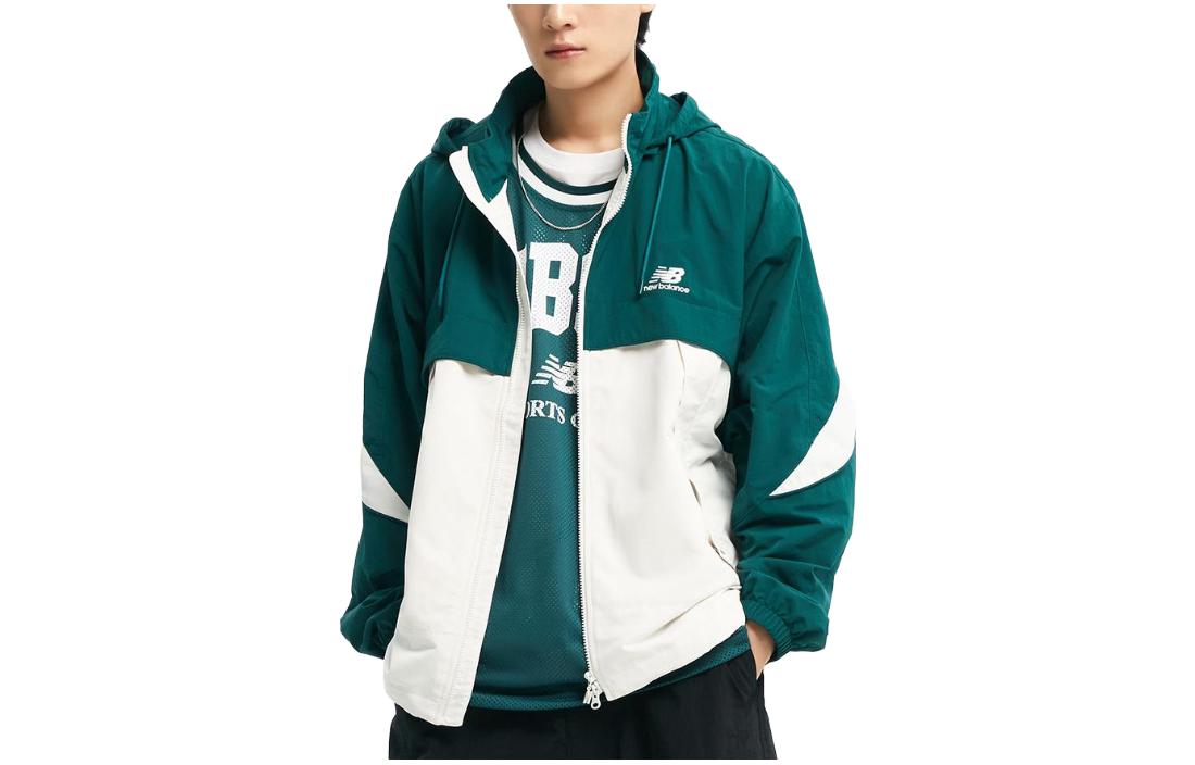 New Balance Green Colorblock Letter Print Zip-Up Loose Jacket Unisex NBNAD32843-62