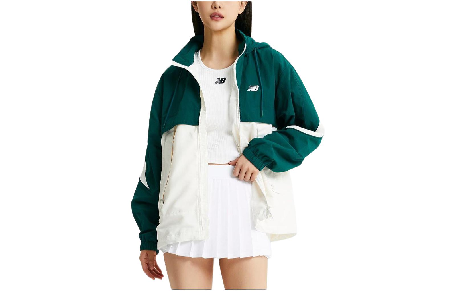 New Balance Green Colorblock Zip Hoodie Jacket Unisex NBNAE22243-62