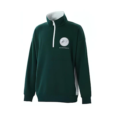 New Balance Green Half-Zip Pullover Sweatshirt with Solid Logo AMT25115-NWG