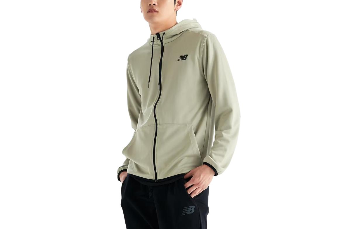 New Balance Green Hoodie with Logo Print and Full-Zip Design NBMDD4S081-BU
