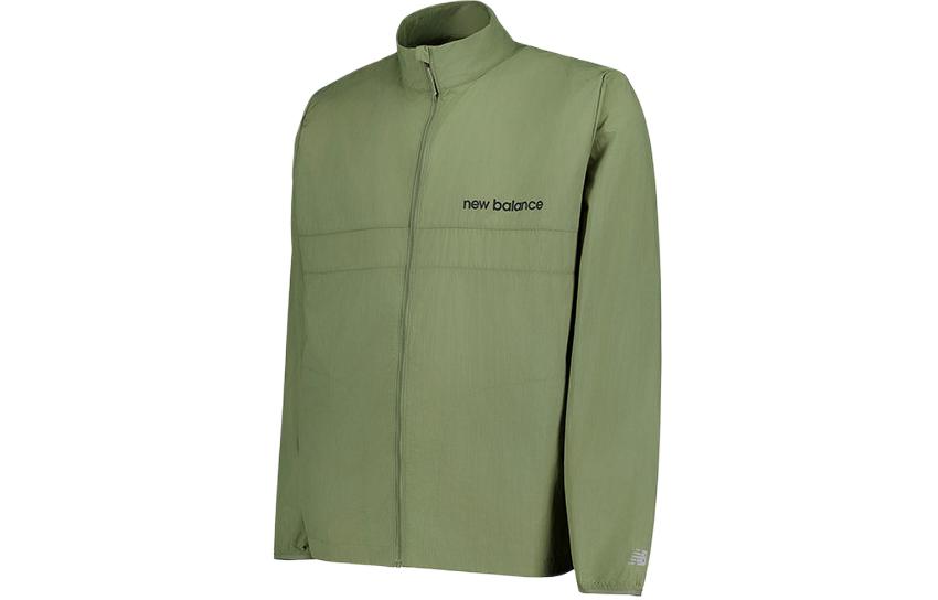 New Balance Green Letter Print Zip-Up Jacket MJ41278-DEK