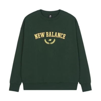 New Balance Green Logo Print Crewneck Casual Long Sleeve Sweatshirt AMT31309-JUE
