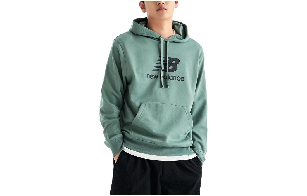 New Balance Green Logo Print Loose Fit Hoodie NBN0D4S021-40