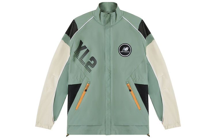 New Balance Green Logo Printed Colorblock Casual Sports Jacket MJ11602-CEL